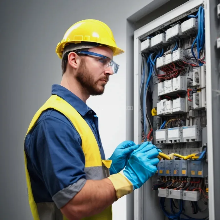Técnico haciendo inspección de panel eléctrico