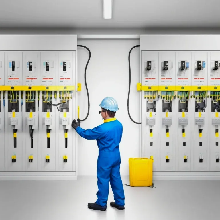 Técnico revisando diagrama eléctrico